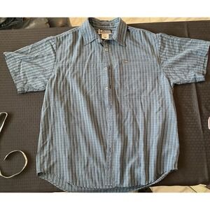 Columbia Sportswear Company Plaid White & Dark/Light Blue Button Down Shirt, XL